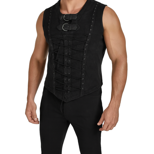 Men T-Shirt Steampunk Gothic visual Vest Tank Top Sleeveless Black Shirt
