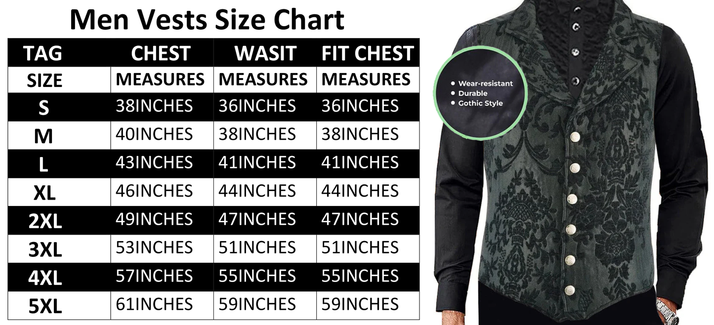VICTORIAN GENTLEMAN'S ARISTOCRAT VEST TAPESTRY STYLISH CASUAL VEST BLACK