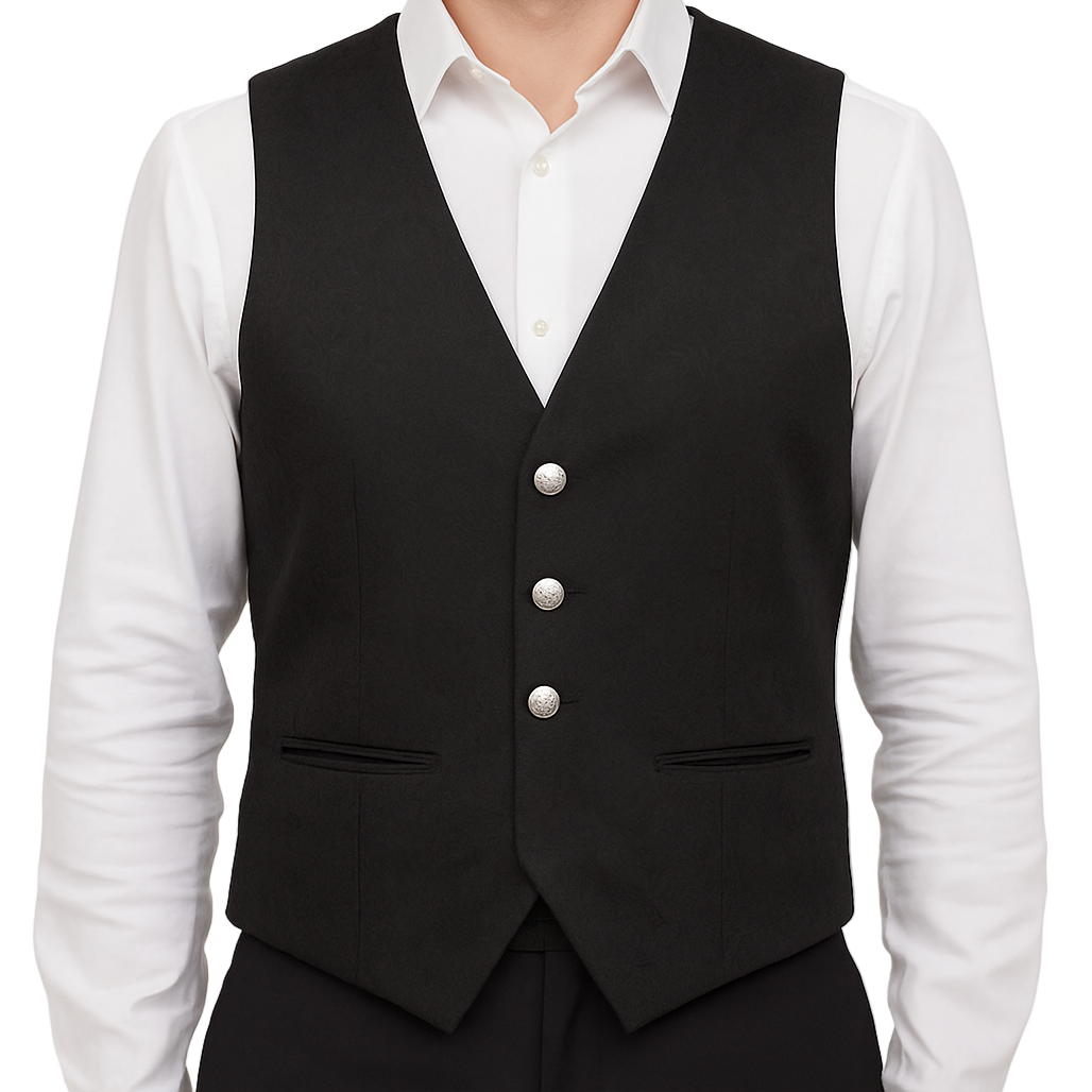 Gothic Rock Men's Victorian Single Breasted Brocade Vest Regency Waistcoat