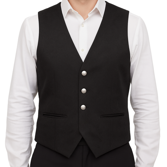 Gothic Rock Men's Victorian Single Breasted Brocade Vest Regency Waistcoat