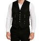 Victorian Steampunk Edwardian Western Brocade Gothic Black Men's Vest