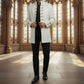 Renaissance Men's Velvet Goth Steampunk Victorian Frock Coat Brocade White Gold