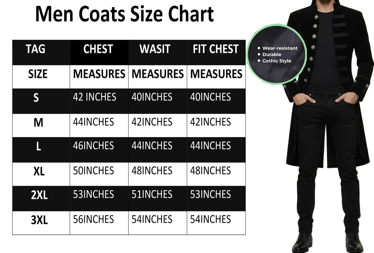 Men’s Velvet Renaissance Black Velvet Handmade Frock Coat Gothic Victorian Jacket Steampunk