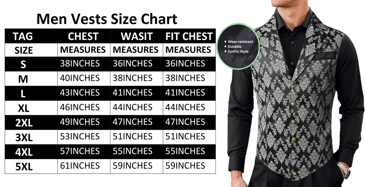 Gothic Men's Victorian Suit Vest Steampunk Waistcoat