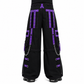 Men Gothic Pant Black Purple Punk Baggy Pant With Chrome Rings & Amp; Chain USA