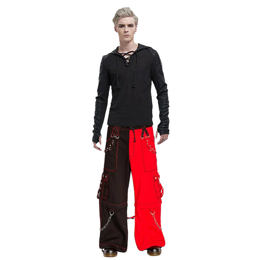 Men Bondage Trouser Punk Rock Transformer Baggy Black Split Leg Pants/Emo