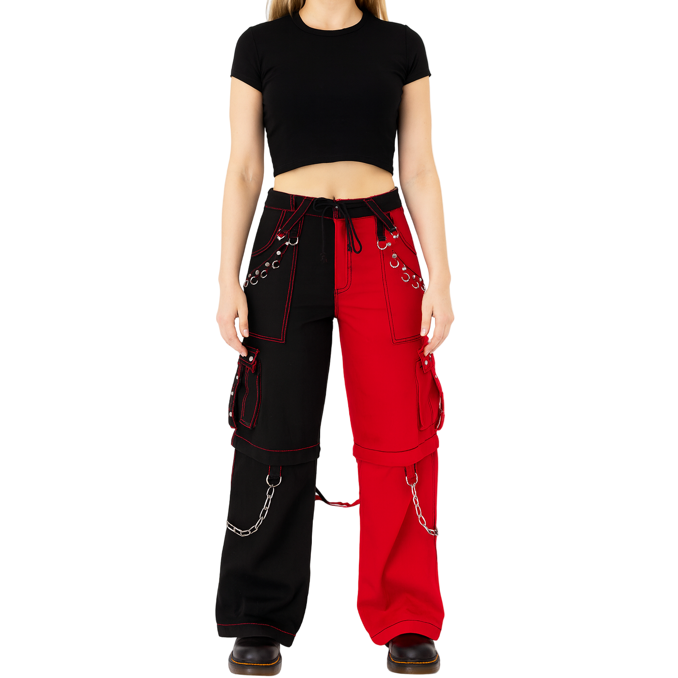 Men Bondage Trouser Punk Rock Transformer Baggy Black Split Leg Pants Emo