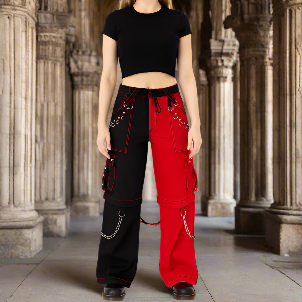 Men Bondage Trouser Punk Rock Transformer Baggy Black Split Leg Pants Emo