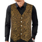 Premium Men's Designer Stylish Casual Brocade Gold Vest /Usa Sizes
