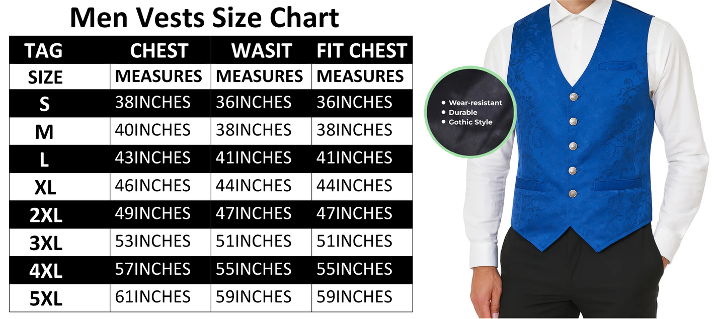 Brocade Men's Vest Waistcoat Gothic Steampunk Royal Blue Vest Victorian/Western-Reenactment/Usa