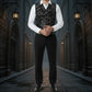 MEN'S VICTORIAN GENTLEMAN'S ARISTOCRAT VEST TAPESTRY STYLISH CASUAL VEST SILVER BLACK
