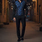 Men's Steampunk Double-Breasted Waistcoat Blue Vest Gothic Western-Reenactment USA