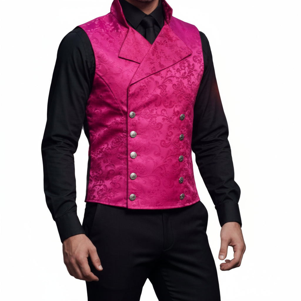 Men's Steampunk Double-breasted Waistcoat Royal Purple Vest Gothic Western-Reenactment USA