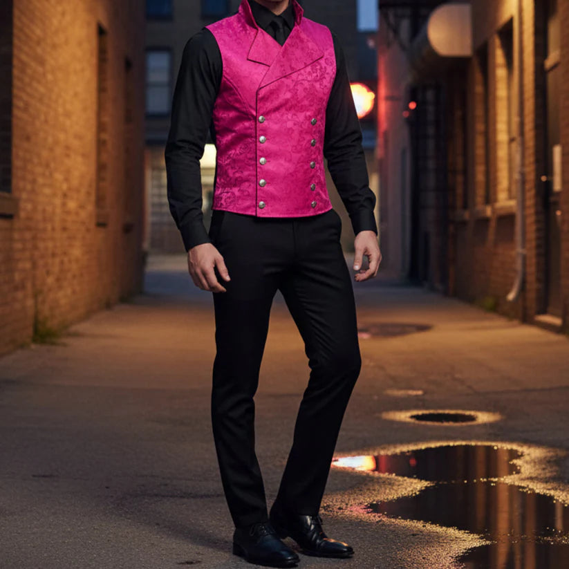 Men's Steampunk Double-breasted Waistcoat Royal Purple Vest Gothic Western-Reenactment USA