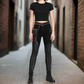 Devil Fashion Men Diesel punk Pants Jeans Black Gothic Punk Faux Leather Hip Bag