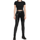Devil Fashion Men Diesel punk Pants Jeans Black Gothic Punk Faux Leather Hip Bag