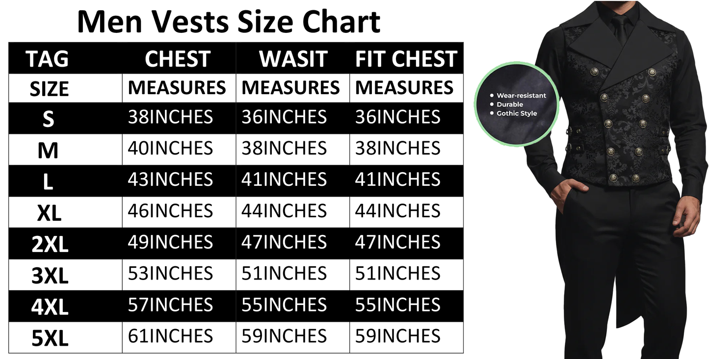 Gothic Punk Rave Arcana Men's Tailcoat Vest Black Grey