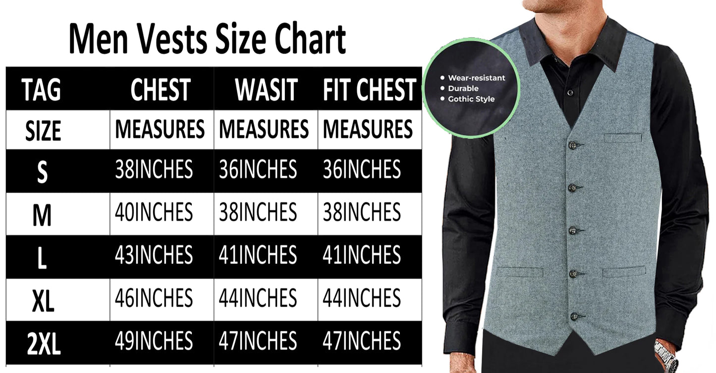 Men Herringbone Wool Blend Tweed Vest Premium Grey Waistcoat Suit Vest V Neck Slim Fit Waistcoat/USA