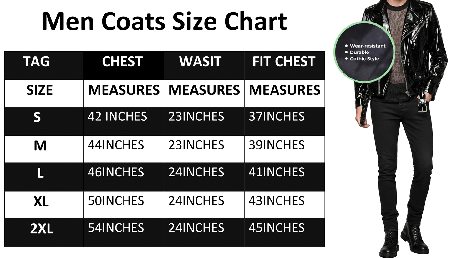 Gothic Moto Vinyl Black PVC Motorcycle Jacket Punk Fetish EMO Biker Jacket