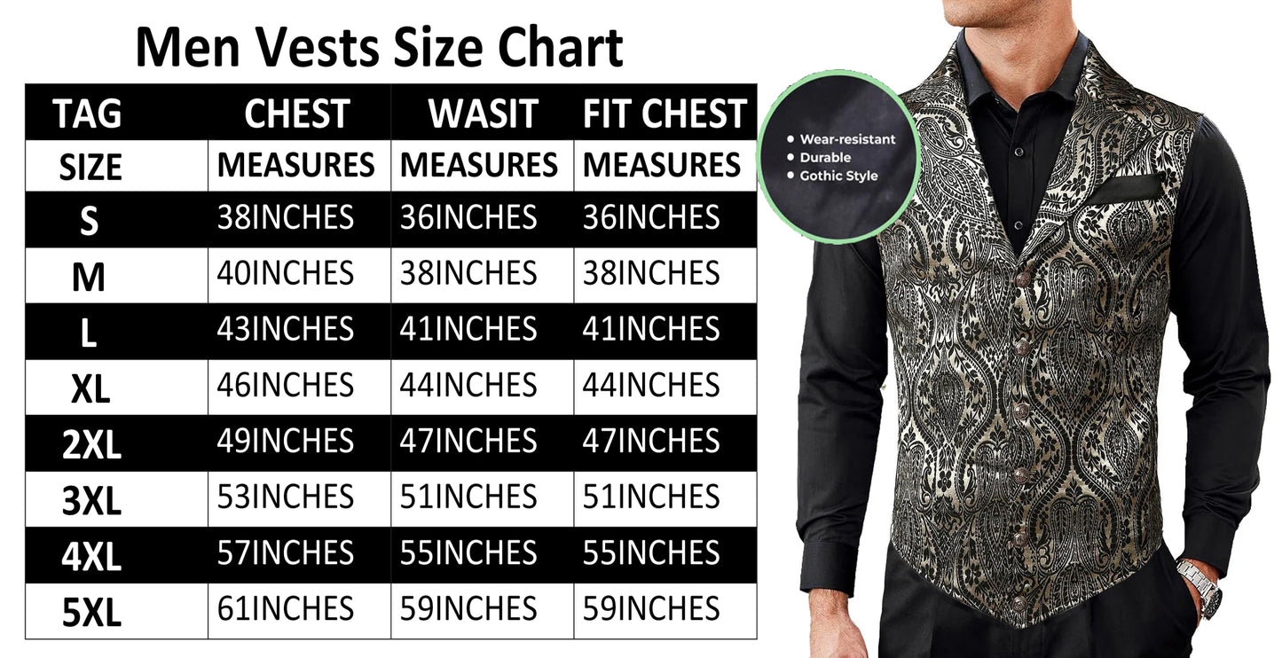 Gothic Men's Victorian Suit Vest Steampunk Waistcoat