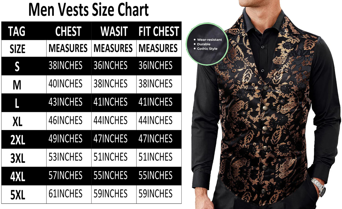 Gothic Men's Victorian Suit Vest Steampunk Waistcoat