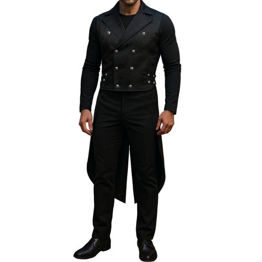 Mens Steampunk Vintage Tailcoat Jacket Gothic Victorian Frock Coat Uniform Coat