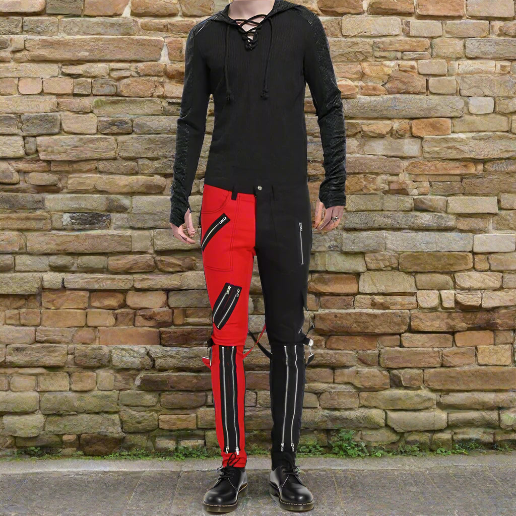 Men Gothic Split Leg Bondage Pant Rock Hard Trouser Heavy Weight Emo Pants