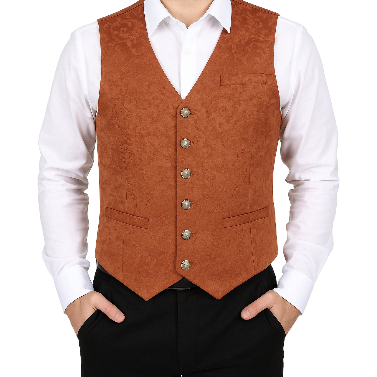 Brocade Men's Vest Waistcoat Gothic Steampunk Brown Brocade Vest Victorian/Western-Reenactment/Usa