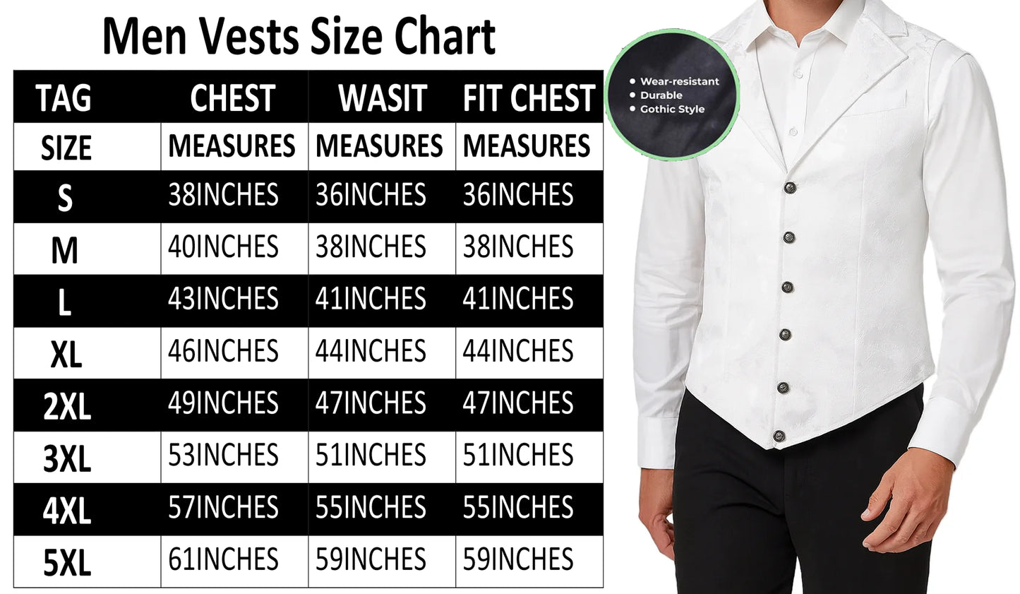 Handmade White Men's Victorian Suit Gentleman Vest Steampunk Gothic Waistcoat/Usa