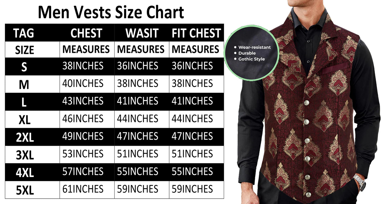 Handmade Red Men's Victorian Suit Gentleman Vest Steampunk Gothic Waistcoat/Usa