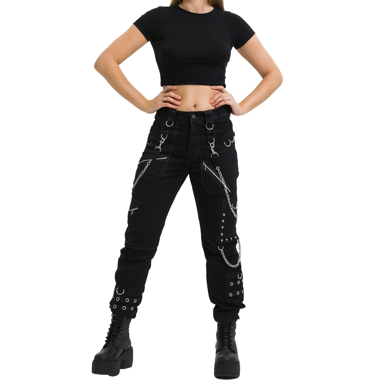 Eyelets Cargo Bondage Gothic Punk Rocker Cyber Goth Steampunk Biker