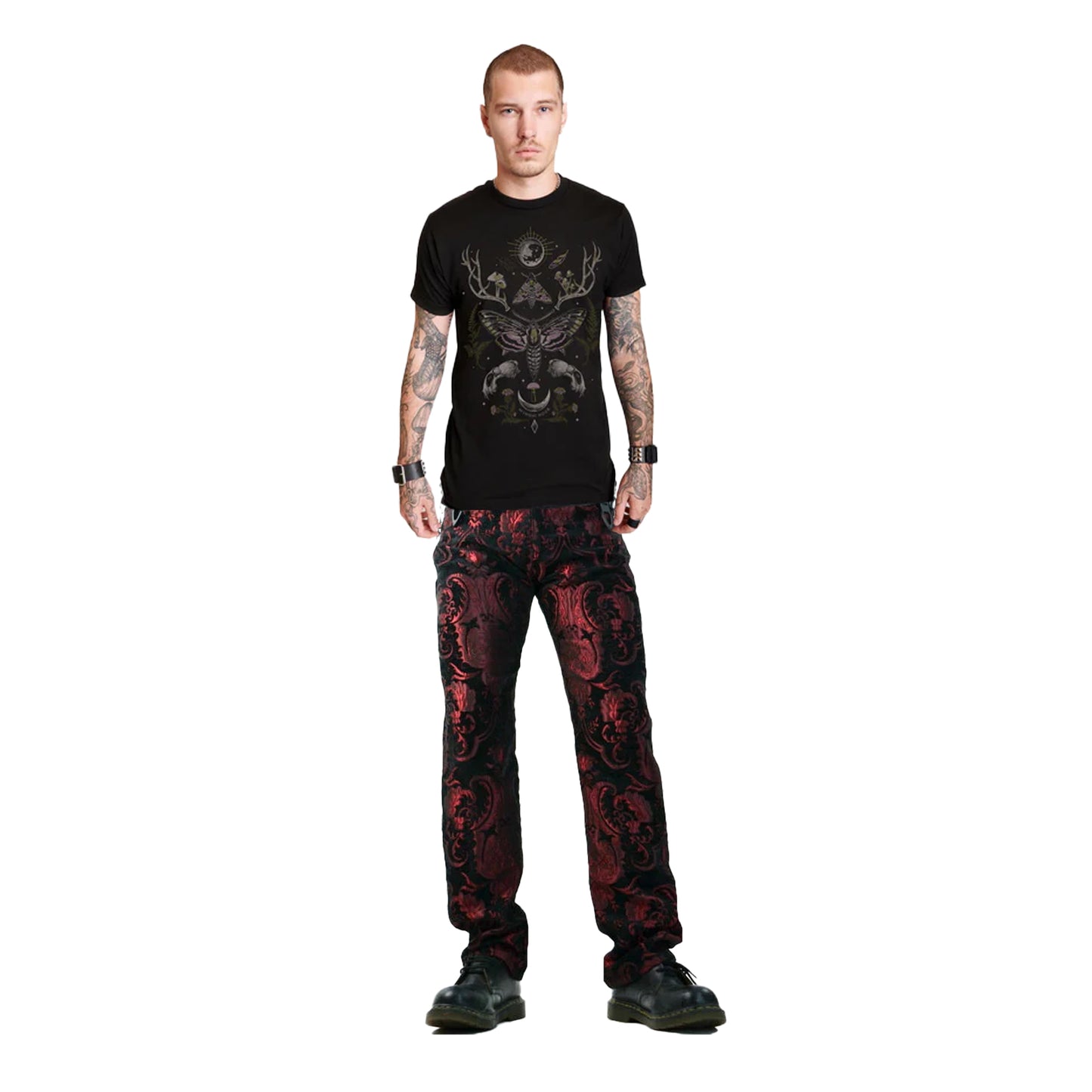 TAPESTRY VICTORIAN VAMPIRE DRACULA GOTHIC STEAMPUNK PIRATE RED/BLACK PANTS