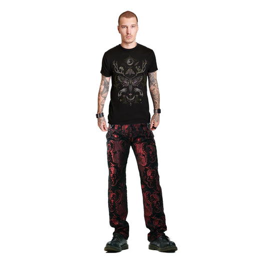 TAPESTRY VICTORIAN VAMPIRE DRACULA GOTHIC STEAMPUNK PIRATE RED/BLACK PANTS