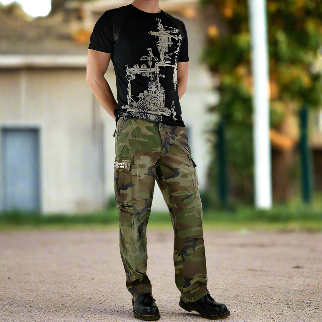 Gothic Cyber Steampunk Camo Army Military Biker Jeans Punk Rock Pants Marines