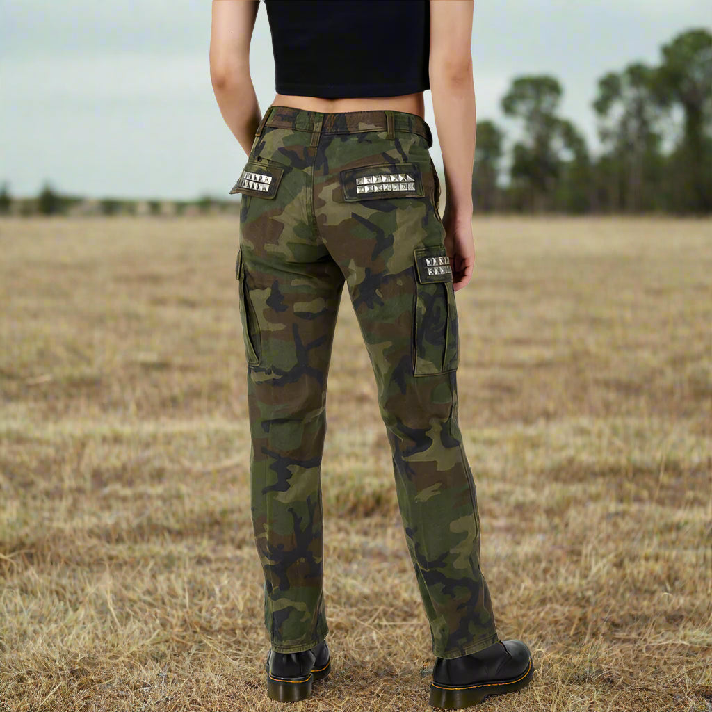 Gothic Cyber Steampunk Camo Army Military Biker Jeans Punk Rock Pants Marines