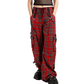 Gothic Bondage Red Plaid Men Pant Alternative Punk Rock Emo Trouser Pant Shorts