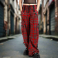 Gothic Bondage Red Plaid Men Pant Alternative Punk Rock Emo Trouser Pant Shorts