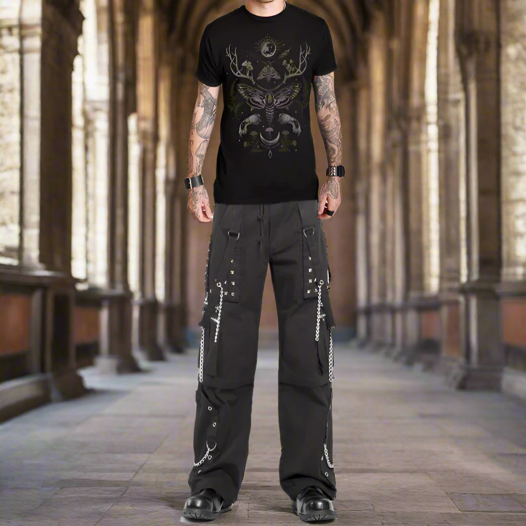 Men's Electro Bondage Rave Gothic Cyber Chain Goth Jeans Punk Rock Pants