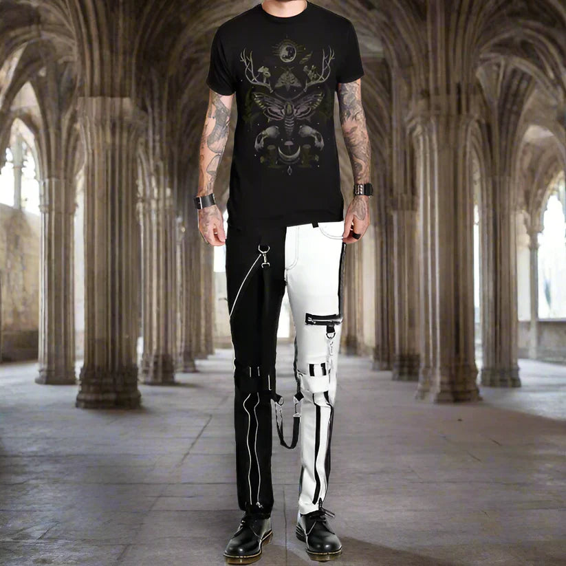 Prime Quality Men Gothic Bondage Gents Pant Black White Cotton Pants Pant Rock Hard Trouser Heavy Weight Pant Emo Pants