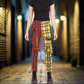 Men Bondage Straps Punk Split Leg Plaid Jeans Pant Alternative Rebel Rock Emo