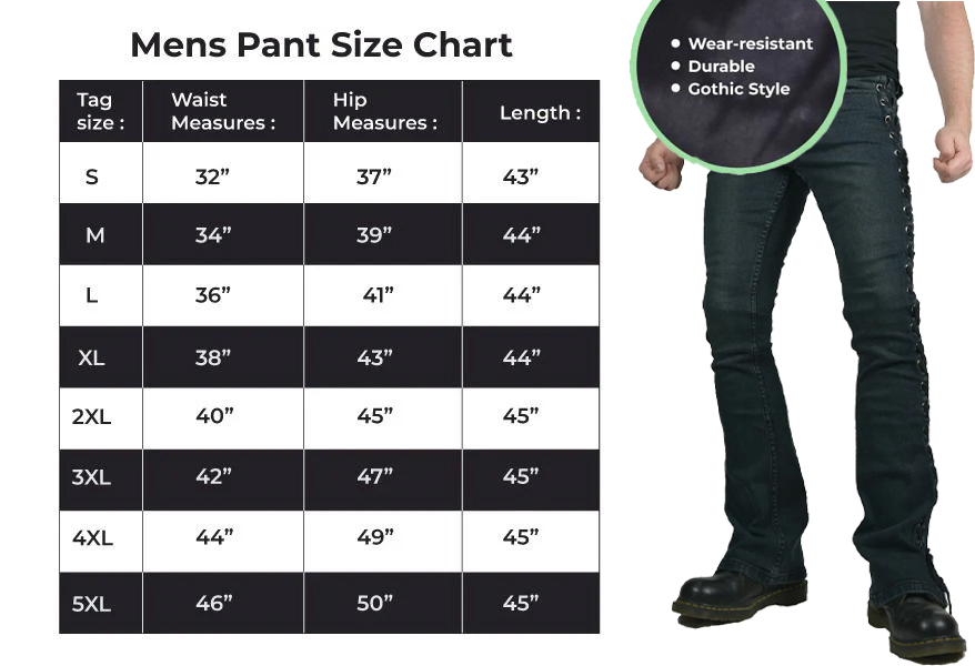 DARKROCK LACE UP ROCKER FIT RIFF BOOT CUT GOTHIC PUNK STAGE JEANS PANTS BIKER