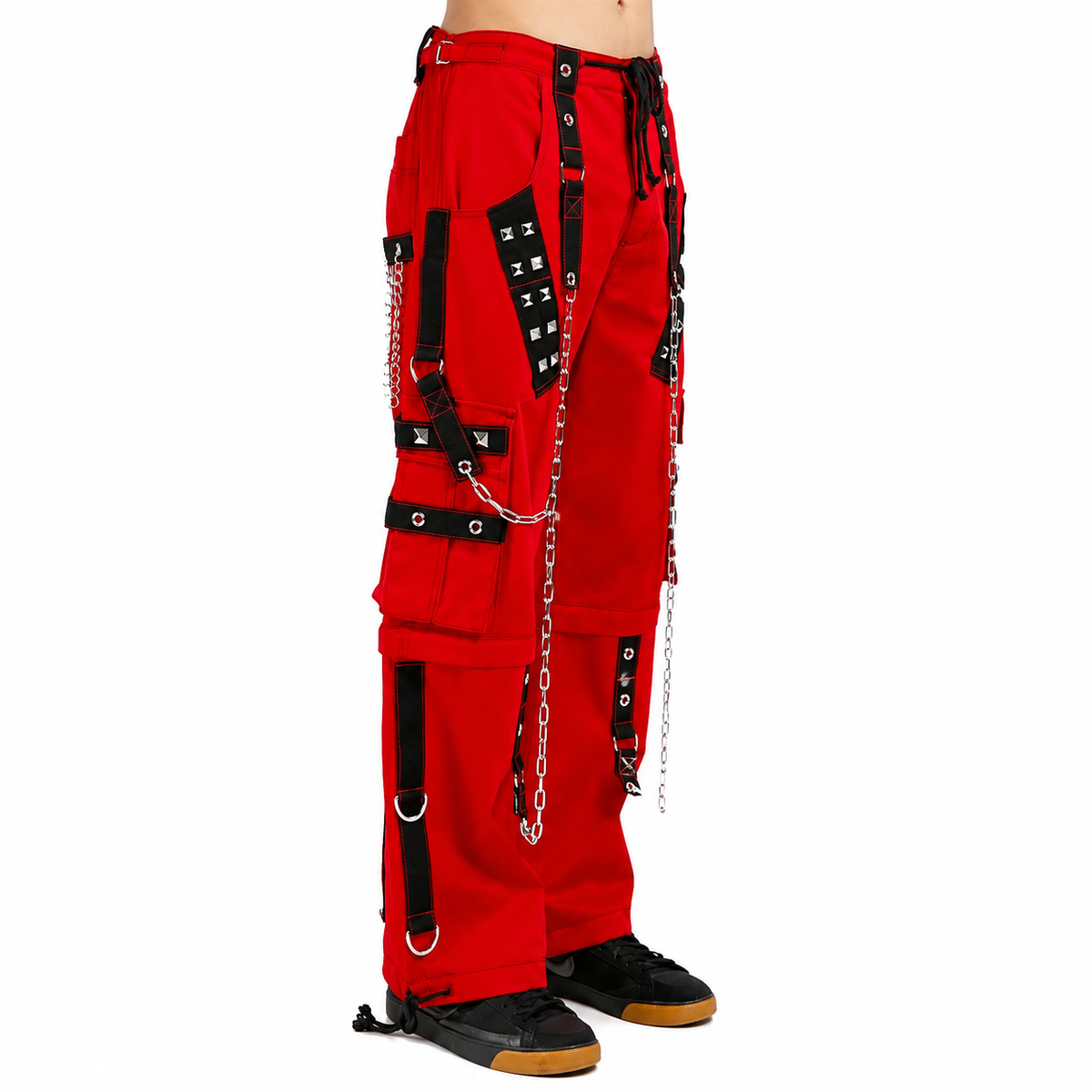 Gothic Bondage Handmade Men Pant Alternative Punk Rock Transformer Trouser Red Baggy/ Pants
