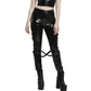 SKINNY JEANS BLACK GOTHIC SUPREME CHAOS VINYL PUNK REBEL PANTS WITH STRAP