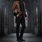 Handmade Men Tail Coat Jacket Gold Brocade Goth Steampunk Victorian Tailcoat