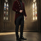 Men's Handmade Steampunk Tailcoat Jacket Red And Black Velvet Goth VTG Victorian