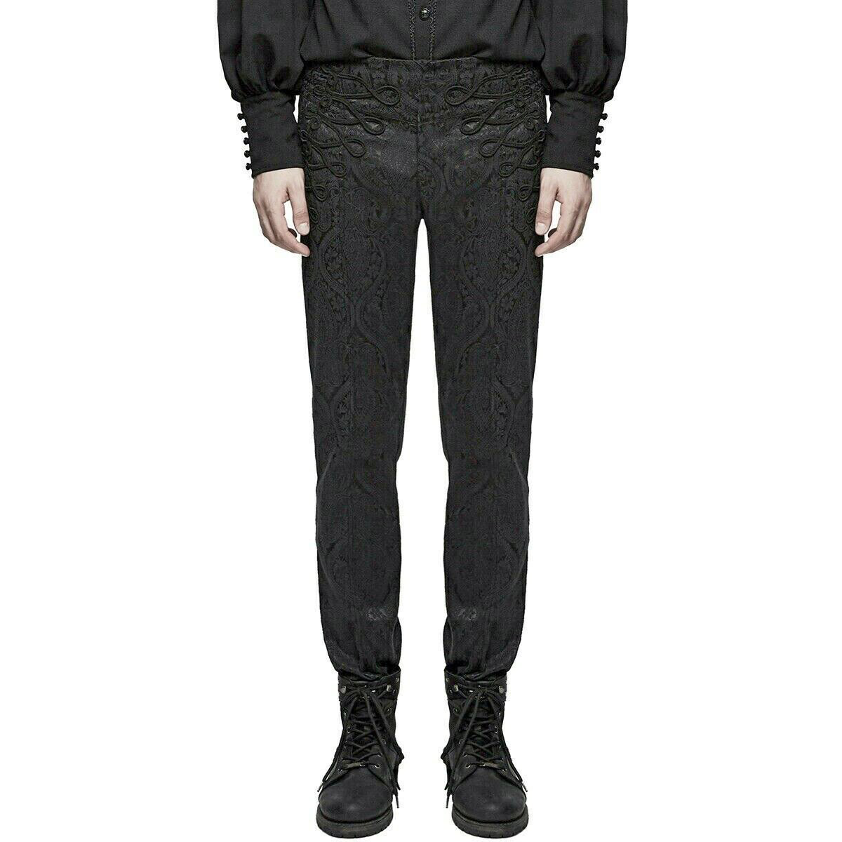 Men's Trousers Pants Black Brocade Steampunk Vintage Gothic Victorian