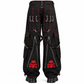 Gothic Mens Black Bondage Red Back Skull Punk Rock Pants