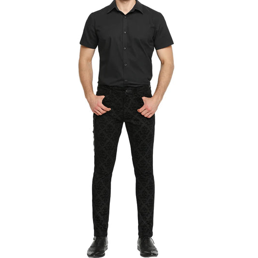 Devil Fashion Punk Men Cotton Dress Pants Victorian Printed Bandage Bridal Pants