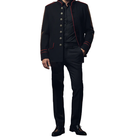 New Men's Military Style Coat Jacket Black Red Gothic Steampunk Usa Sizes Vtg