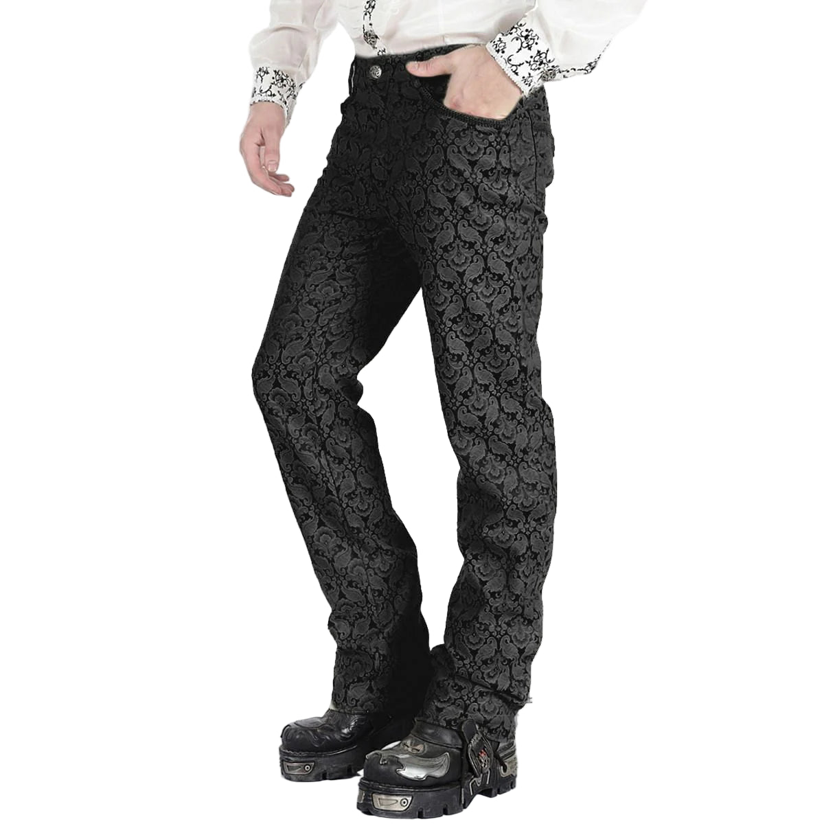 Men Trousers Pants Black Brocade Steampunk VTG Vintage Gothic Victorian